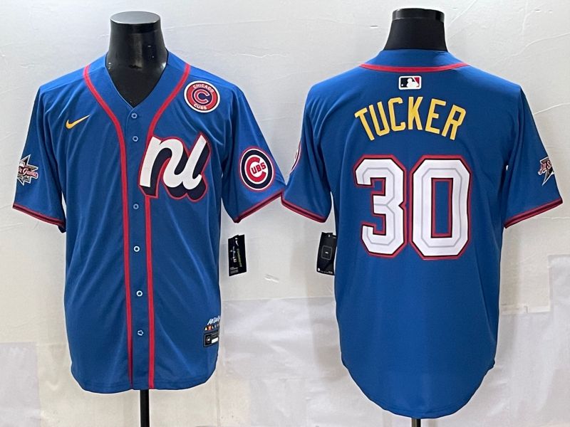 Men 2025 Chicago Cubs #30 Tucker Blue All star Nike MLB Jersey style 1